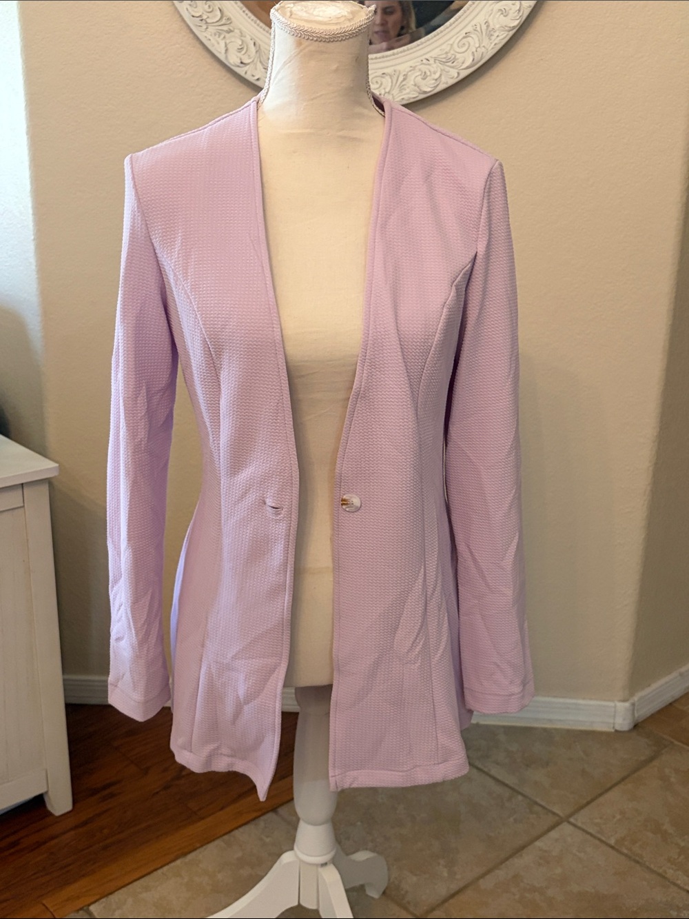 Lilac Open-Front Knit Blazer Jacket - Women